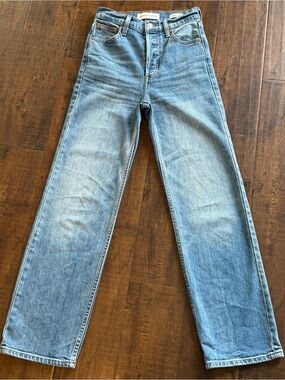 Denim Forum The Arlo High Rise Straight Leg Jeans - Light Blue Wash